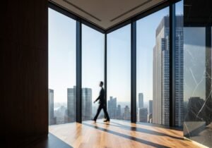 Une illustration conceptuelle montrant la vision stratégique d'une feuille de route IA pour guider une entreprise vers l'innovation.