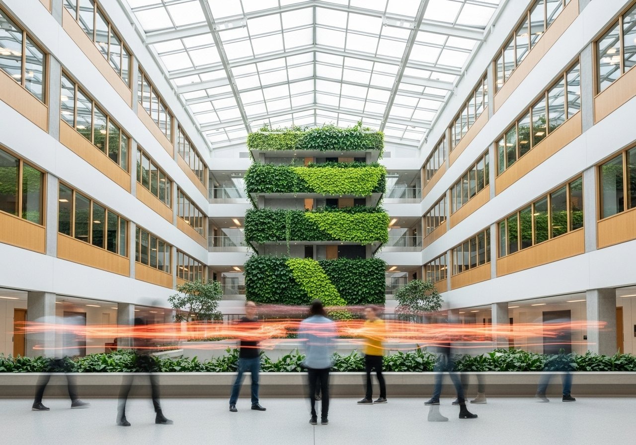 Environnement professionnel où une équipe utilise l'IA pour la revue contractuelle afin de synthétiser les risques.