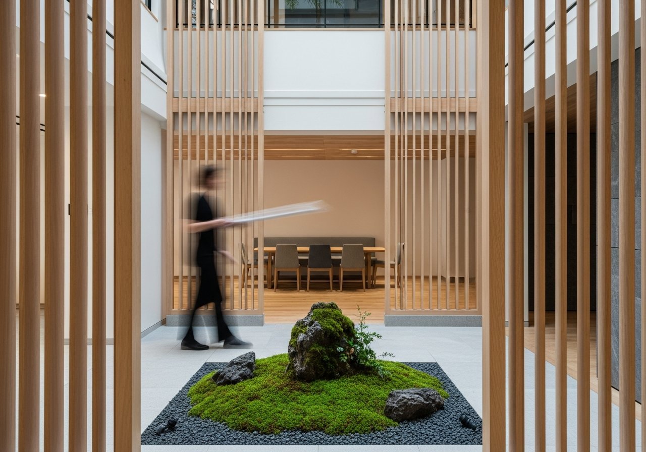 Environnement de travail moderne où une plateforme de croissance organique par IA aide à la prise de décision stratégique.